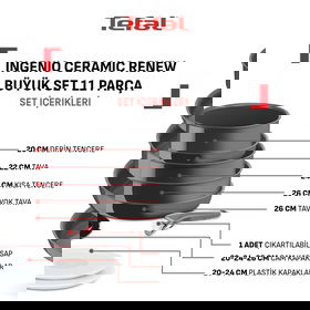 Ingenio Ceramic Renew 11 Parça İndüksiyonlu Tencere Tava Seti